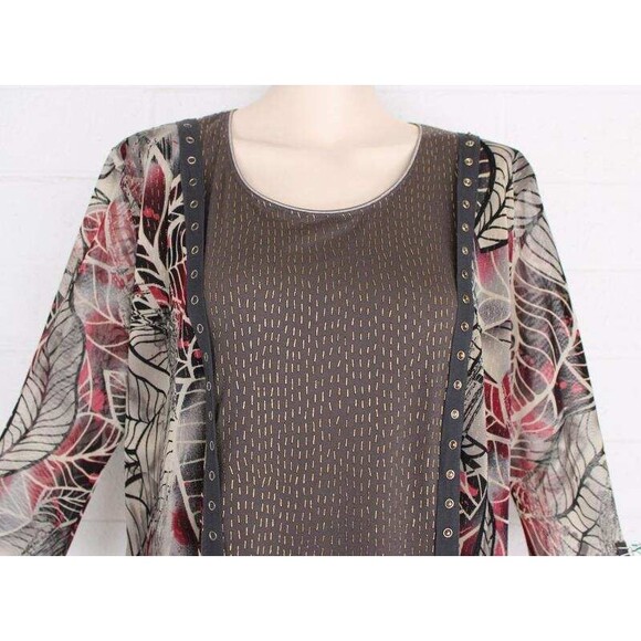 ANAC by Kimi XL Art to Wear Multi Fabric Grommet Trim Colorful Pullover Y2K Top - Picture 4 of 6